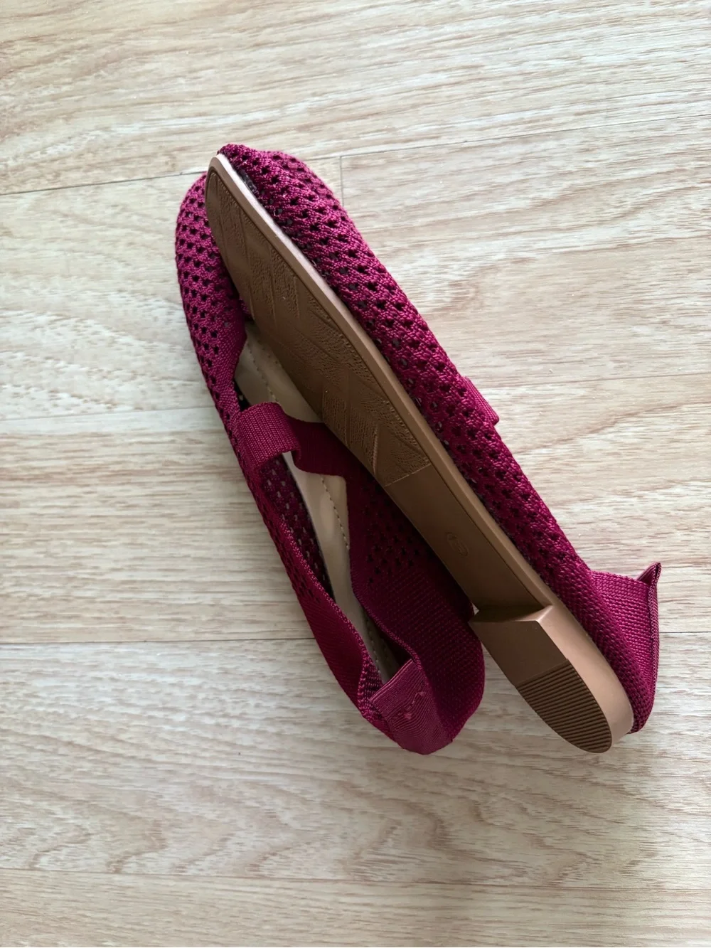 SHEIN Knit Mary Jane Flats in Deep Berry